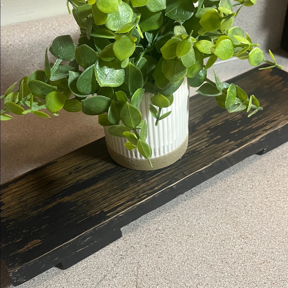 Distressed Wooden Riser Rustic Farmhouse Tray Handcrafted Decor Distressed Black - Picture 4 of 9